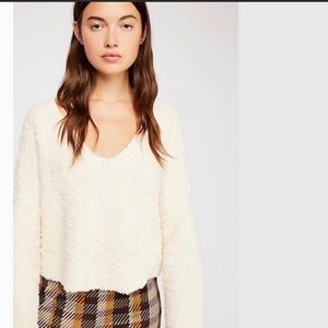 Free People White popcorn sweater